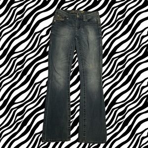 Y2K flare jeans with embroidered pockets